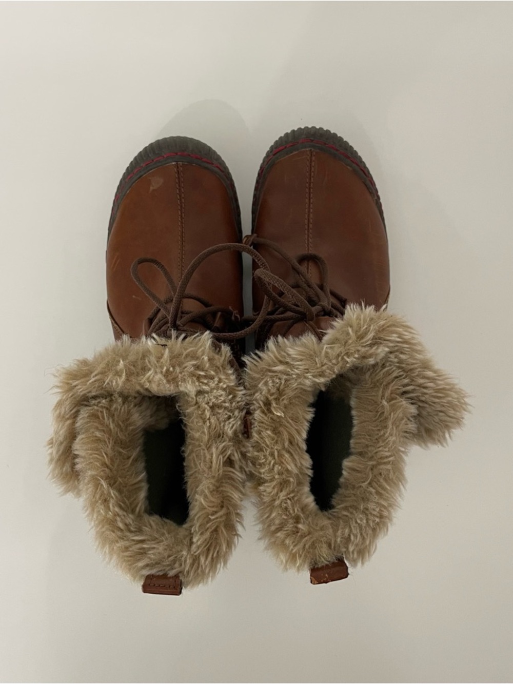 Earth Kalso Bridle Brown Leather Lace-Up Faux Fur Winter Boots, Women's size 9 - Picture 8 of 12